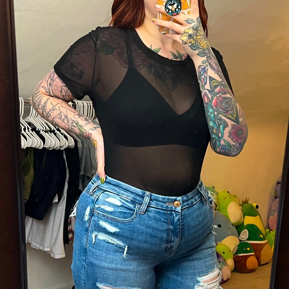 NWOT Torrid See Through Black Mesh Shirt